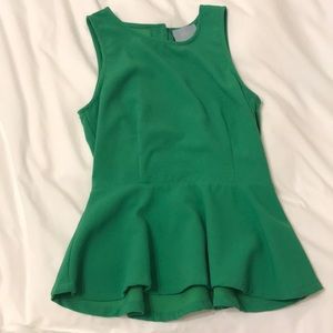 Peplum keyhole green top
